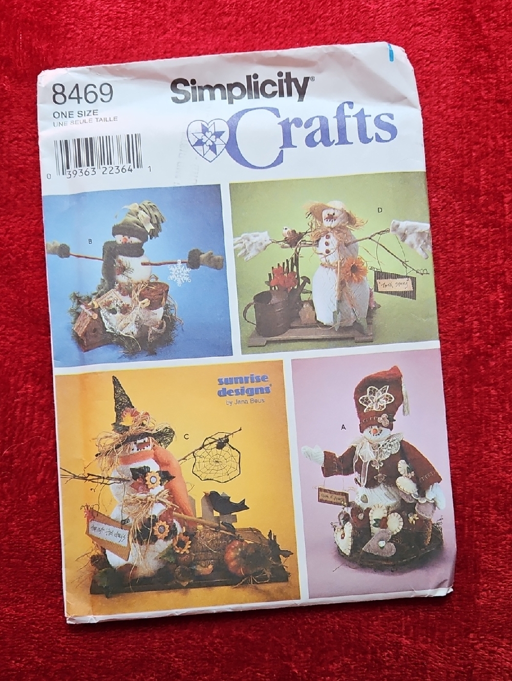 Simplicity Crafts Uncut Decorative Snowman Sewing Pattern - 4 Styles